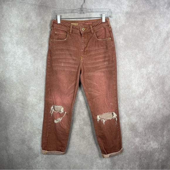 Pilcro x Anthropologie The Vintage Straight Distressed Jeans In Red Size 27 - Picture 5 of 12
